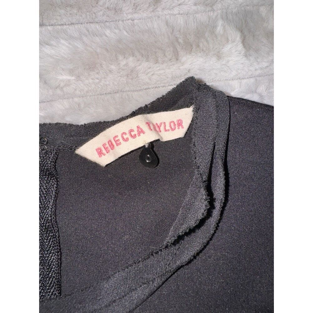 Rebecca Taylor Black Long Sleeve Lace Trim Peplum Top Sexy Girl Boss Womens Sz 0 - Picture 4 of 9